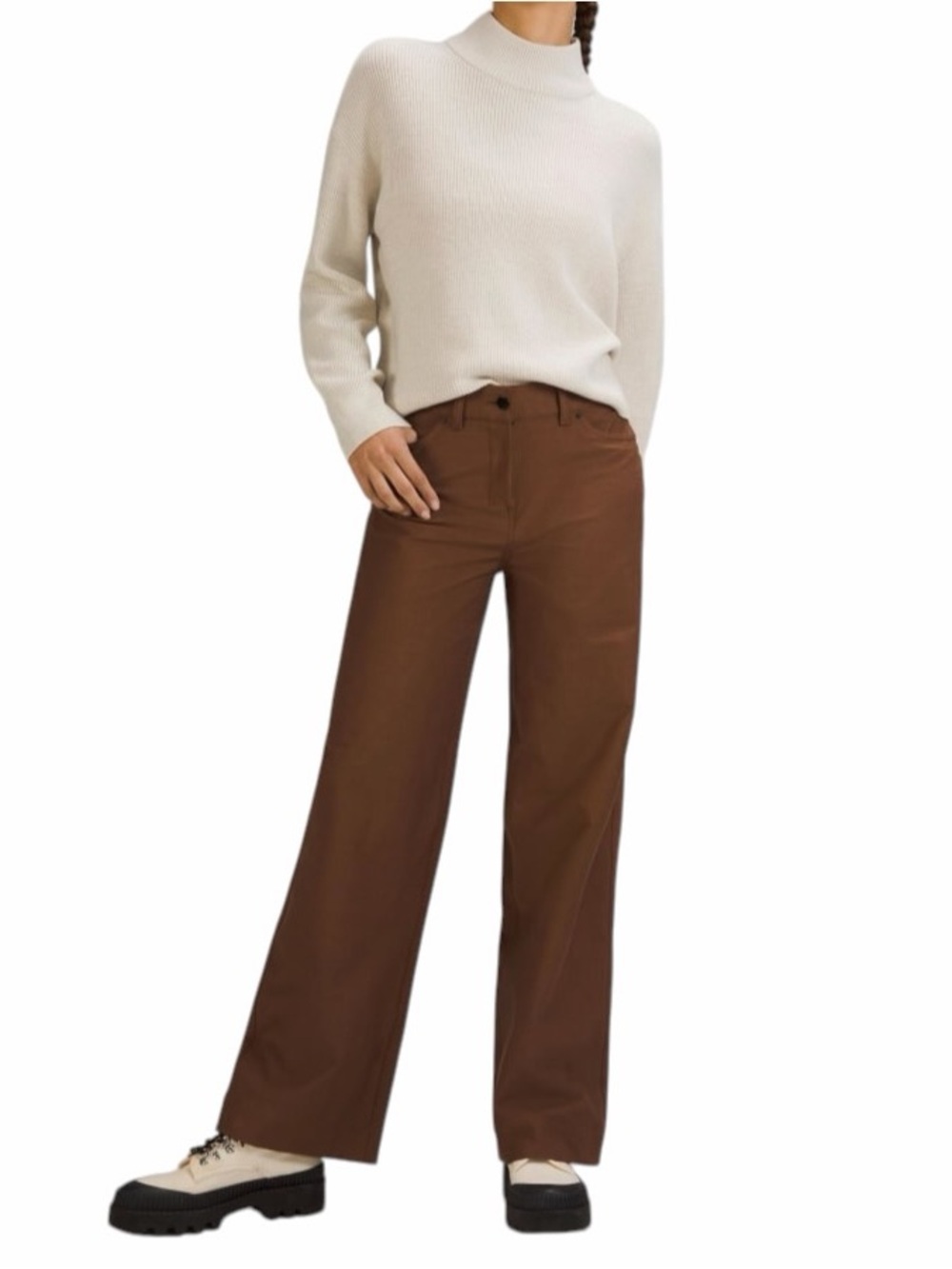 Lululemon Brown City Sleek High Rise Wide Leg Pants Womens 29